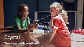  Presentation with soccer - Cool new presentation theme with two-smiling-girl-soccer-player backdrop and a tawny brown colored foreground