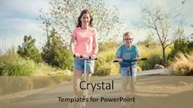  Presentation with pathway - Presentation design featuring two smiling kids having fun background and a coral colored foreground