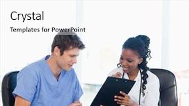  Presentation with well - Amazing theme having two smiling nurses working backdrop and a white colored foreground