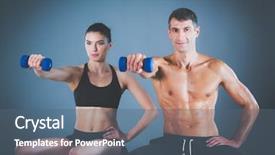  Presentation with gym ball - Theme having two smiling people with fitness background and a ocean colored foreground