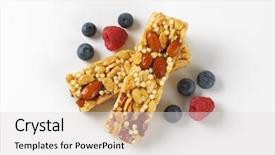  Presentation with energy bars - Presentation theme enhanced with two snack bars with almonds background and a light gray colored foreground