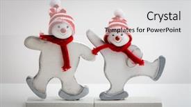  Presentation with snowman - Audience pleasing slides consisting of two snowman decorations on bright white background backdrop and a light gray colored foreground