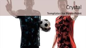  Presentation with studio - Beautiful presentation design featuring two soccer players men backdrop and a coral colored foreground