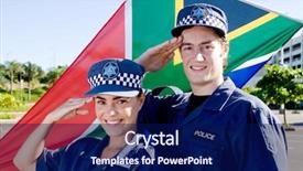  Presentation with safari south africa - Presentation with two south africa police officer background and a navy blue colored foreground