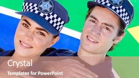  Presentation with south africa - Presentation theme having two south africa police officers background and a coral colored foreground