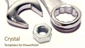  Presentation with nut - PPT theme consisting of two spanners and nut over white background and a cream colored foreground