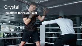  Presentation with boxing - Presentation design having two-sparring-partners-in-boxing background and a  colored foreground