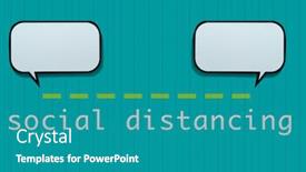  Presentation with blue balloons - Cool new PPT layouts with two-speech-balloons-separated backdrop and a teal colored foreground