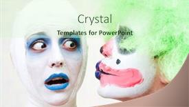  Presentation with spooky - Presentation design enhanced with makeup cartoon - two spooky clowns in heavy background and a soft green colored foreground