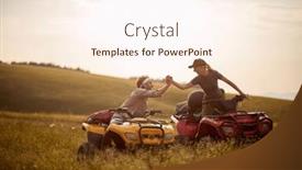  Presentation with sporty - Slide deck enhanced with two-sporty-friends-driving-quad background and a cream colored foreground