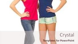  Presentation with sporty - Amazing presentation design having two sporty girls isolated on white backdrop and a lemonade colored foreground