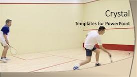  Presentation with two cute sisters playing - Audience pleasing theme consisting of two squash players backdrop and a soft green colored foreground