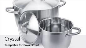  Presentation with stainless steel - Colorful PPT theme enhanced with two stainless steel pots isolated backdrop and a light gray colored foreground