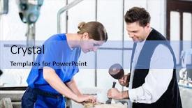  Presentation with workshop - Slide deck consisting of marble column - two stonemasons carving pillar background and a light blue colored foreground