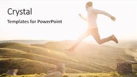  Presentation with stones - PPT theme featuring two stones on mountains background and a pink colored foreground