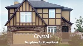  Presentation with yellow beige light brown travertine - Amazing presentation design having two-storied brown stone cottage backdrop and a coral colored foreground