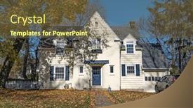  Presentation with autumn-wood - Presentation theme enhanced with two-story-cream-painted-brick background and a tawny brown colored foreground