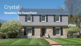  Presentation with story - Beautiful slide set featuring two-story-home-with-gray backdrop and a teal colored foreground