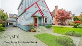  Presentation with luxury house - Theme featuring two-story-stucco-luxury-house background and a mint green colored foreground