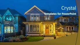  Presentation with luxury house - PPT theme featuring two-story-stucco-luxury-house background and a ocean colored foreground