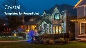  Presentation with america canada - PPT theme having two-story-stucco-luxury-house background and a ocean colored foreground