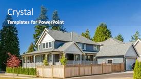  Presentation with america canada - PPT theme having two-story-stucco-luxury-house background and a teal colored foreground