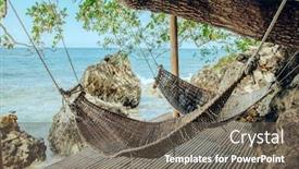  Presentation with straw - Theme enhanced with two-straw-hammocks-in-patio background and a gray colored foreground