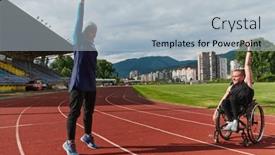  Presentation with inspiring - Slide set with two-strong-and-inspiring-women background and a light blue colored foreground