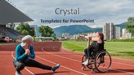  Presentation with inspiring - PPT theme featuring two-strong-and-inspiring-women background and a light blue colored foreground