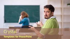  Presentation with fun classroom - Presentation design with two-students-having-fun background and a  colored foreground