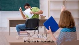  Presentation with fun classroom - PPT layouts featuring two-students-having-fun background and a coral colored foreground