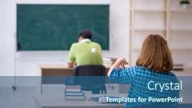  Presentation with fun classroom - Slide set having two-students-having-fun background and a ocean colored foreground