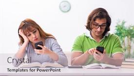  Presentation with gadget - Slide set featuring two-students-in-gadget-dependency background and a light gray colored foreground