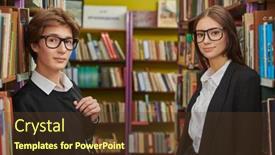  Presentation with black students - Slide set with two-students-in-glasses-wearing background and a tawny brown colored foreground