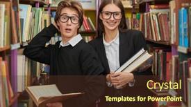  Presentation with black students - Theme featuring two-students-in-glasses background and a tawny brown colored foreground