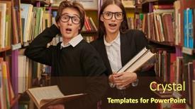  Presentation with black students - PPT theme with two-students-in-glasses background and a tawny brown colored foreground