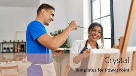  Presentation with students - PPT theme consisting of two-students-smiling-happy-playing background and a  colored foreground