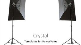  Presentation with lamps - Cool new slides with two studio lamps on white background backdrop and a white colored foreground