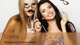  Presentation with best - Slide deck with two stylish hipster girls best friends ready for party background and a red colored foreground