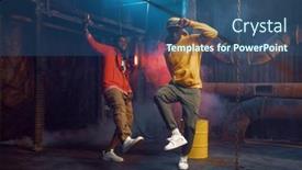  Presentation with studio - Cool new slides with two-stylish-rappers-breakdancing backdrop and a ocean colored foreground