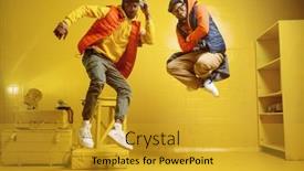  Presentation with studio - Slide deck with two-stylish-rappers-in-studio background and a gold colored foreground