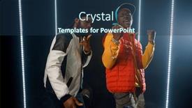  Presentation with cube - Theme featuring two-stylish-rappers-poses background and a ocean colored foreground