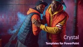  Presentation with jewelry gold - Beautiful PPT layouts featuring two-stylish-rappers-with-gold backdrop and a wine colored foreground