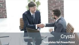  Presentation with successful communication - Cool new slide set with two successful business people backdrop and a  colored foreground