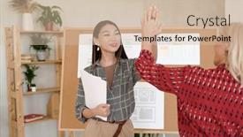  Presentation with smart cctv - Audience pleasing PPT theme consisting of two-successful-businesswomen-in-smart backdrop and a soft green colored foreground