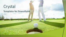  Presentation with aim high - Presentation design enhanced with two successful players making high background and a sky blue colored foreground