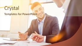  Presentation with gold people planning - PPT layouts with two successfull business people planning background and a cream colored foreground