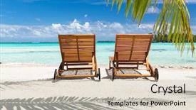  Presentation with palm tree - Theme featuring two sunbeds in french polynesia background and a soft green colored foreground