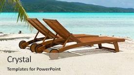  Presentation with polynesia - PPT layouts enhanced with two sunbeds in french polynesia background and a lemonade colored foreground
