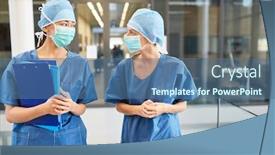  Presentation with surgical masks - Colorful slides enhanced with two-surgeons-in-blue-surgical backdrop and a ocean colored foreground